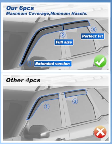 Image of Extra-Thick Window Rain Guards Fit for Ford Bronco Sport 2021 2022 2023 2024 2025 2026 Window Deflectors Window Vent Visors Shades