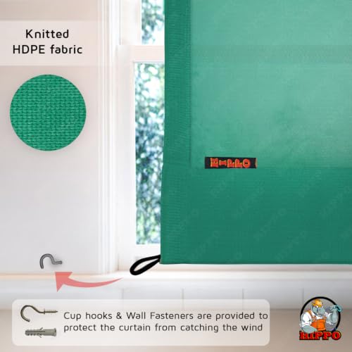 Image of HIPPO 150 GSM Outdoor Sun Blocking Balcony Eyelet /Grommet CurtainsCurtains Sun & UV Protection, Light Filtering Window Curtain (Green, 4.5FTX9FT, 1PC)