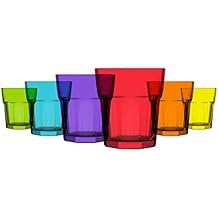 LAV Colored Drinking Glasses Set of 6 - Colored Glass Cups 10.25 Oz - Colorful Drinking Glasses - Multicolor Water Drinking Glass Set
