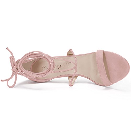 Allegra K Allegra K Women Open Toe Stiletto High Heel Lace-Up Light Pink Sandals - 7 M US
