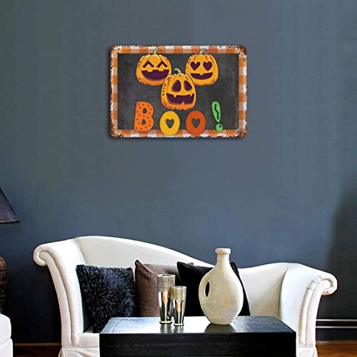 Panneau en métal citrouille Boo grand format 30x45cm style rétro - 5