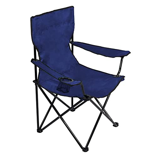 FINE GARDEN Camping Chair With Carry Bag, Lightweight Folding Camping Chair with Cup Holder, Comfortable Design Chairs with Armrests for Outdoor, Travel & Garden Seating Blue
