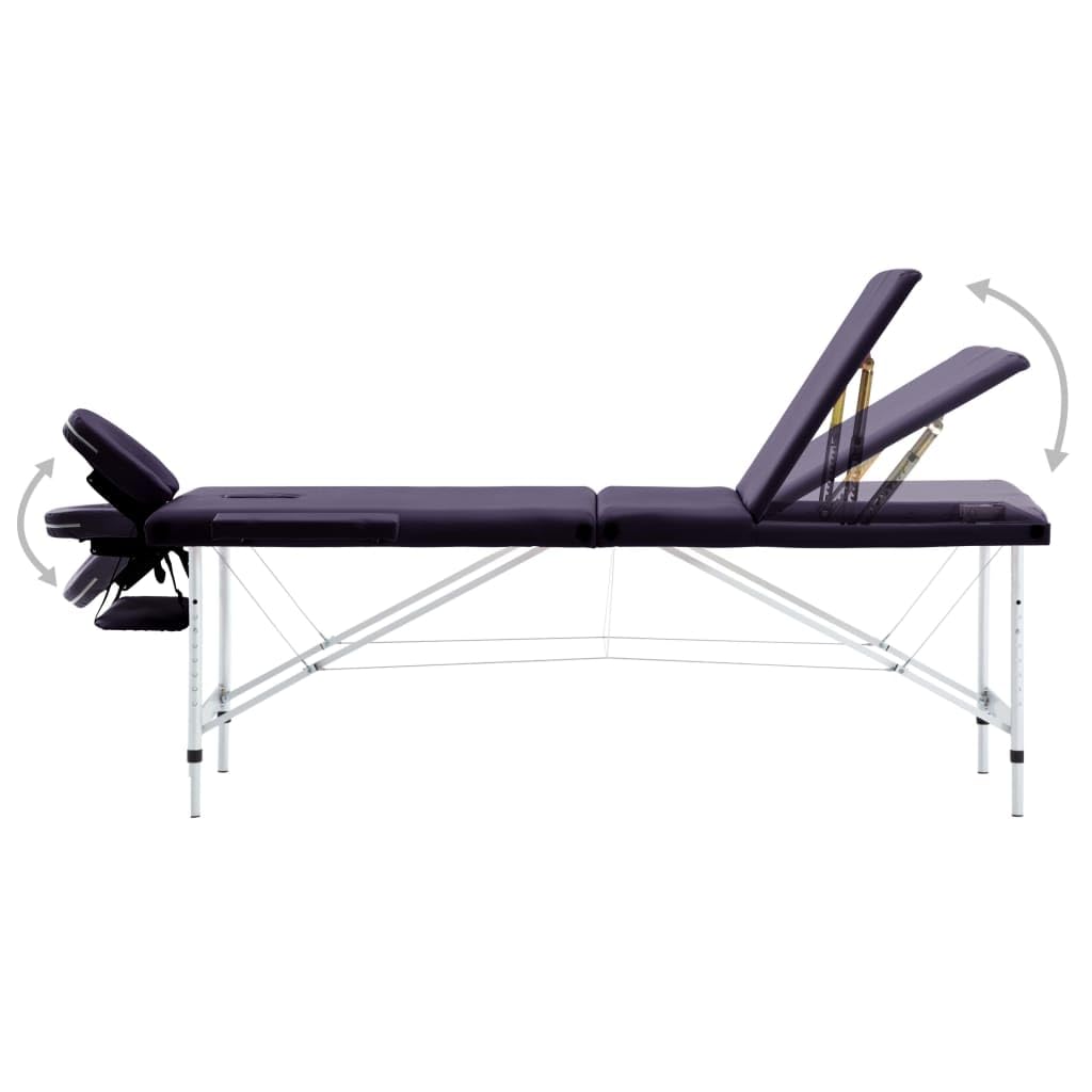 Genérico Camilla de Masaje Plegable 3 Zonas Aluminio Morado,Salud y Belleza,Cuidado Personal,Masaje y relajación,Mesas de masaje-110198