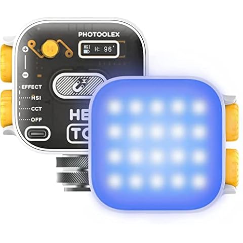 PHOTOOLEX Tofu RGB Camera Light | Full Color RGB LED Light 2500-9900K, Portable LED Video Lighting w Rechargeable Battery, Cold Shoe mount, Magnet for DSLR Camera, GoPro, Video, Photography, Streaming Cover