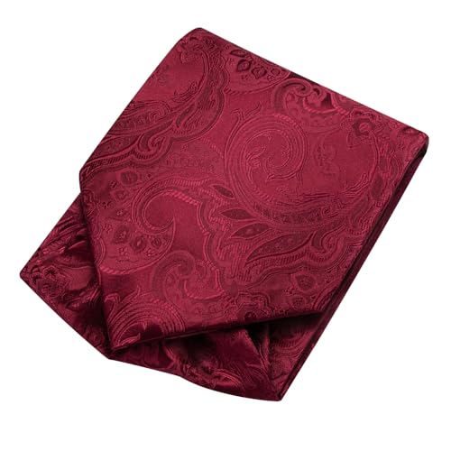 Image of Hi-Tie Silk Ascot for Men Self Tie Men's Cravat and Flower Lapel Pin Handkerchief Cufflinks Set for Wedding Party