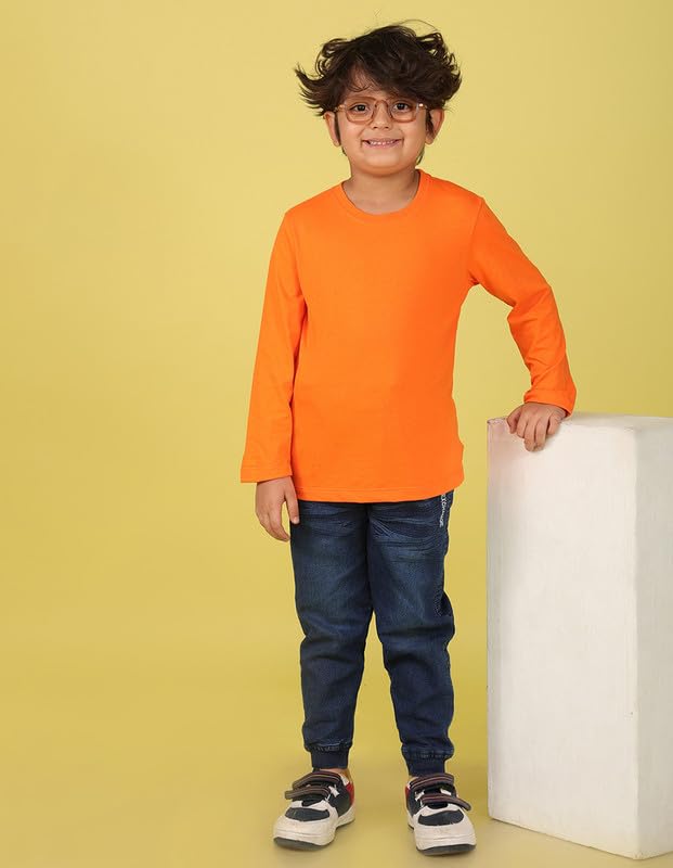 Image of Nusyl Boys Solid Cotton Blend Tshirts - Soft & Comfortable Full-Sleeves T-Shirts | Casual Wear for Kids & Teen Boys | Full Sleeves T-Shirts |- NUBCTSF001-PO2-1