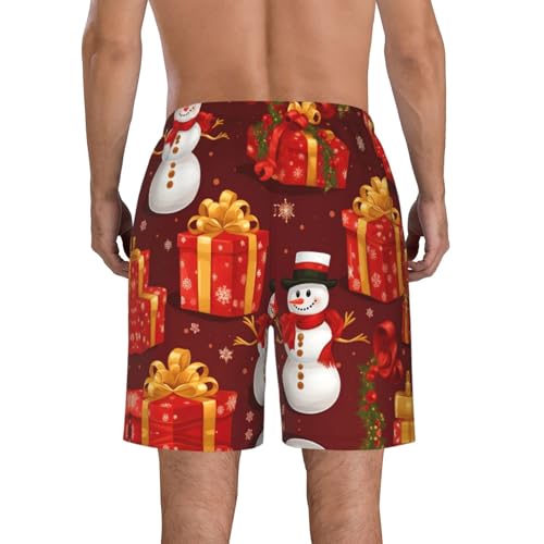 Merry Christmas Snowman Print Stylish Beach Shorts Swim Trunks Lightweight Breathable Summer Outdoor Activities3
