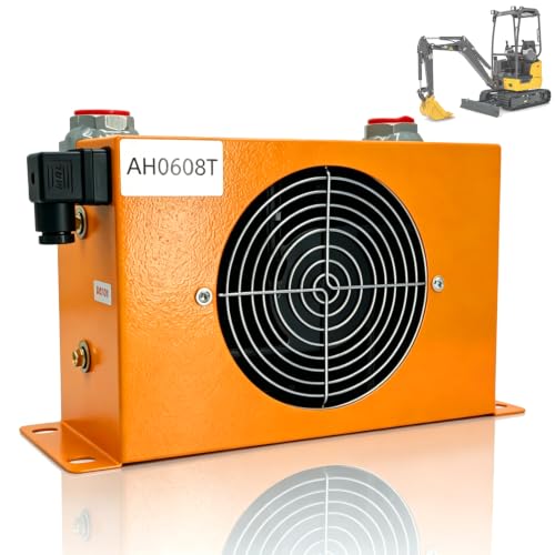AH0608T-CA Hydraulic Oil Cooler 12V DC 48W 60L/min Air-Cooled Radiator Compatible with 1-2 Ton Mini Excavators for AGT Q12 H12 QH12 H15 Etc