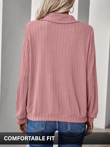 Image of Leriya Fashion Women's Casual Long Sleeve T-Shirt - Half Zip Textured Summer Tee, Lightweight Breathable Basic Top for Daily, Work & Travel,Street Style