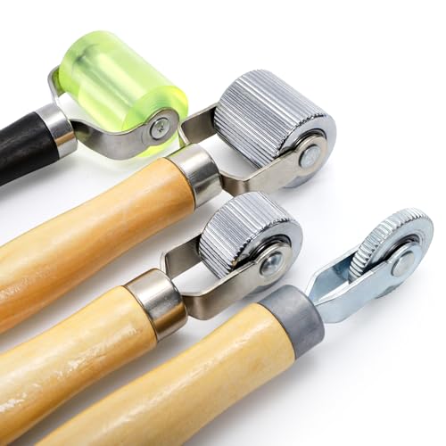 YOUEON 4 Pack Car Sound Deadening Roller Metal Insulation Tool, Sound Deadener Roller Set, Seam Roller, Bearings Equipped Wheel Roller for Car Sound Deadening Mat and Wallpaper Application