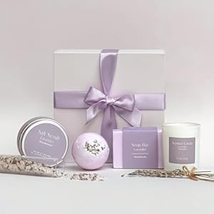 Birthday Gift for Women Lavender Gift Set Box – Dutch Flower Fields Inspired Candle Gift for Her Coworker Christmas Gift Idea – Spa Gift for Friend Mom Wife Girlfriend Gift
