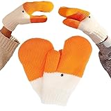 Divertidos guantes de ganso – Guantes de ganso lindos guantes de punto con diseño de ganso, guantes térmicos, accesorios para trajes de padres e hijos, regalo para novias en Navidad o cumpleaños