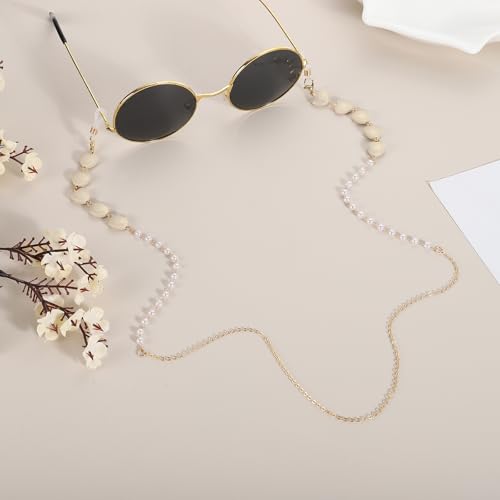 Image of uxcell Beads Eyeglass Chain, Pearl Glasses Strap Eyewear Retainer Chain Around Neck Sunglass Holder for Girls Women