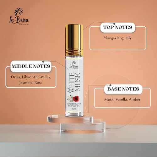 Image of La Brisa White Musk Attar For Men & Women | Long Lasting Soft White Musk Attar Perfume Roll On | Fresh Floral Musky Fragrance Notes | Alcohol Free Perfume Oil | 6ml
