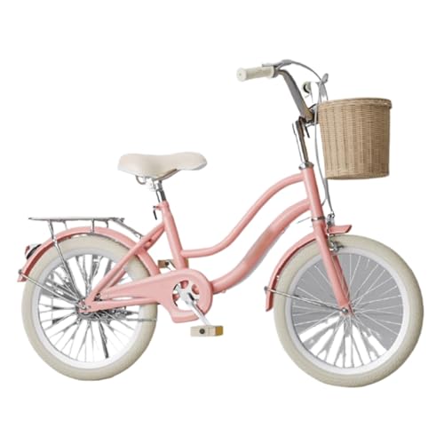 Qxmiguel Bicicletta for bambini, bicicletta da 16-22 pollici for ragazzi e ragazze, altezza del ciclista 32-60 pollici, freno a contropedale con cestino intrecciato e campanello(Roze,16inch)