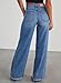 Sidefeel Women's Wide Leg Jeans High Waisted Stretchy Raw Hem Denim Pants Size 8 Blue