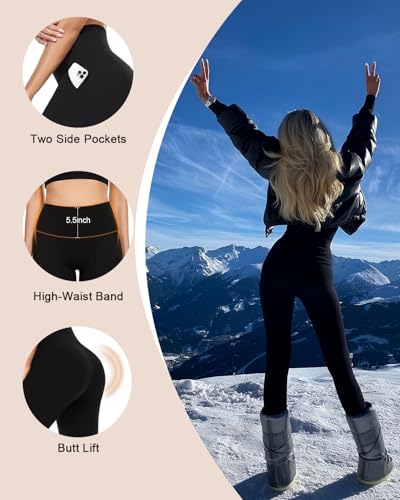 Image of CTHH High Waist Yoga Pants with Pockets for Women Tummy Control Yoga Leggings 4 Way Stretch Workout Pants