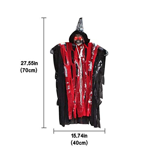 CMrtew Halloween Decorations, 24.55 Inch Halloween Ghost Hanging, Ghost Lights with Sound-Controlled Lighting, with Special Sound Effects, Scary Creepy Indoor/Outdoor Decor (Red) - Thumbnail 3