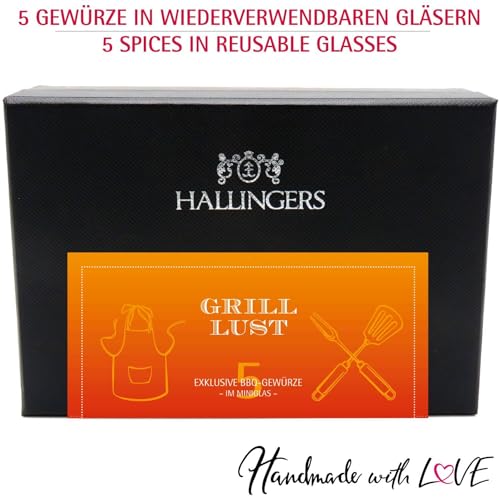 Foto von Hallingers Grilllust - Gewürz Geschenkset Grillen handgemacht, 5 Gewürze aus aller Welt (Set) - Geschenkideen Weihnachten & Geschenke Adventskalender | Neues Zuhause Ruhestand Genesung