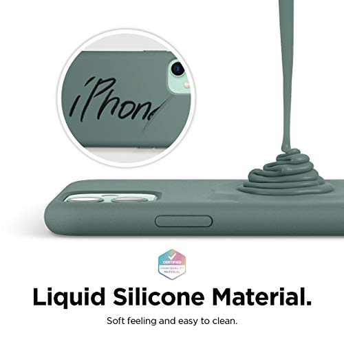 Image of elago Compatible with iPhone 11 Case, Liquid Silicone Case, Full Body Protective Cover, Anti-Scratch Soft Microfiber Lining, 6.1 inch (Midnight Green)