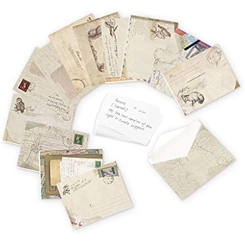 ASFINS Mini Envelope, 72pcs Mini Envelopes Vintage Envelopes Handmade Gift Card Envelopes Holders, with 100pcs White Blank Cards, for DIY Birthday Party (9.5cm x 7.2cm) Cover