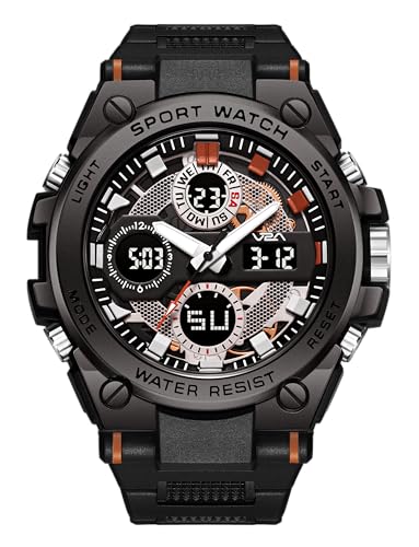 Image of V2A Stryke-TERRAX 5220 Analog-Digital Sports Watch for Men | Bold 3D Dial Design | 50M Waterproof Quartz Watch with Alarm, Stopwatch, Day-Date & Backlight | Rugged Everyday Performance