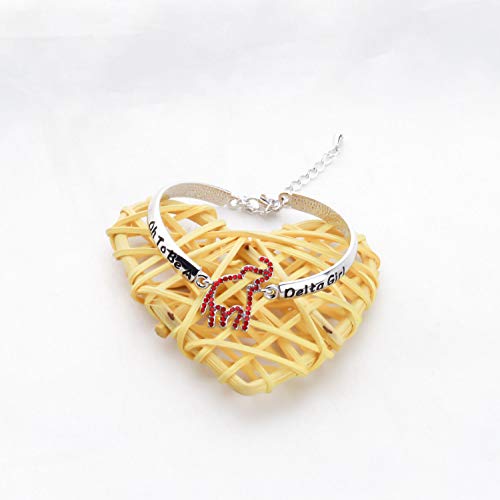 BAUNA Sorority Bracelet with Red Elephant Charm Oh To Be A Greek Sisterhood Gift3