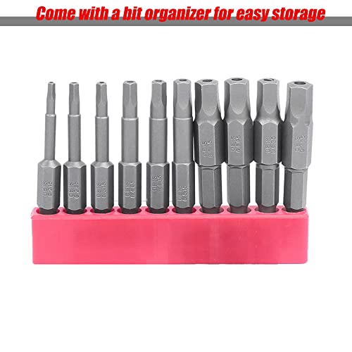 Saipe 10Pcs Magnetic Pentagon Head Screwdriver Bit Set Metric Sizes 1/4 Inch Hex Shank 5 Sided Security Tamper Proof Screw Driver Drill Bits, 50Mm/2Inch Length For Power Drills And Impact Drivers #TOP4