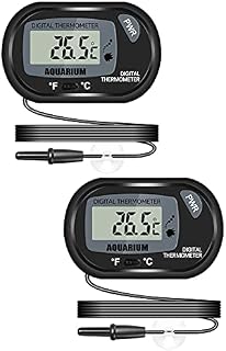 Thlevel Aquarium Thermometer LCD Digital Thermometer with Probe and Suction Cup for Fish Tank Water Temperature Incubator Reptile Habitat Temperature (2PCS)