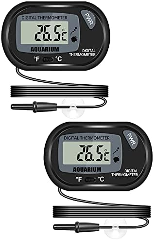Thlevel Aquarium Thermometer LCD Digital Thermometer with Probe and Suction Cup for Fish Tank Water Temperature Incubator Reptile Habitat Temperature (2PCS)