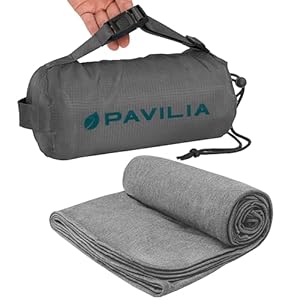 PAVILIA Travel Blanket Airplane Compact with Bag, Soft Packable Plane Blanket Kids Adults, Portable Camping Flight Essentials, Travelers Gifts Accessories, Luggage Backpack Strap, 65×40 Gray