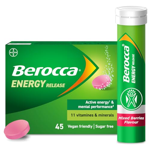 Berocca Vitamin C Effervescent Tablets - Including B Vitamins Magnesium Calcium & Zinc - Support Energy Release & Immune System - 45 Tablets - Mixed Berries Flavour