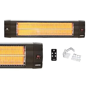 AREBOS Infrarood verwarming van 2500 W met afstandsbediening | Roterend | 3 warmte-instellingen | Incl. wandbeugel…
