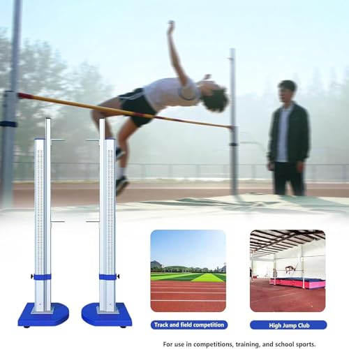 Soportes de salto altos ajustables, verticales de aluminio portátiles con base rodante, configuración rápida de altura para entrenamiento y competición, marcas de escala claras, 30-230 cm