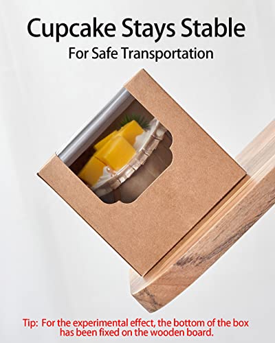 Happyhiram Cupcake Boxes 50 Pcs Brown Kraft Individual Cupcake Box, Single Cupcake Containers Paper Holders With Inserts And Window For Muffins Cookies Cocoa Bombs Packaging Togo Boxes For Birthdays Showers Party Favors Packing #TOP3