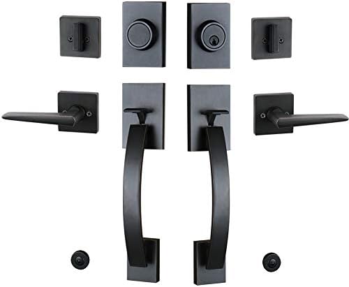 TMC Double Door Handlset for Back Side and Front Door in Venetian Aged Bronze (Keyed Entry Handle and Dummy Hanlset Set),MDHST201710B-DOUBLE-1