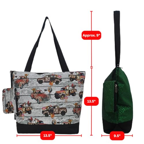 Image of NGIL Medium Top Zipper Closure Canvas Tote Bag with Attached Matching Coin Purse For Moms and Nurses