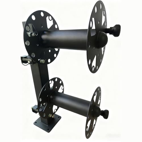 Heavy Duty Double Welding Cable Lead Reel, 10" Lockable with FR4 Fiberglass Rod, 10° Tilting Fixed Base, Carbon Steel Construction Holds 150FT 1/0 & 125FT 2/0 Cables for Industrial & Truck Use by SZWJT-LV - Image 4