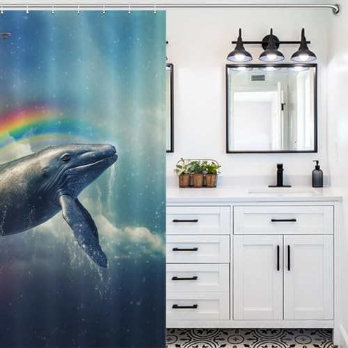 Rideau de douche baleines imperméable pour éviter les sols mouillés - 5