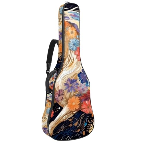 Sac pour guitare acoustique étanche 40 pouces avec housse rembourrée et poches motif beau cheval