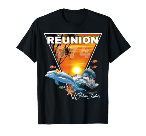 Réunion 974 Dauphins Océan Indien Coucher de Soleil T-Shirt