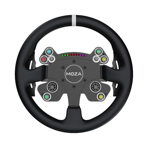 MOZA CS V2 Racing Wheel for PC Gaming Steering Wheel, 13 Inch Aviation Grade Aluminum Alloy Rim, Carbon Fiber paddles, RGB Indicator, Pressable Joysticks and customizable controls