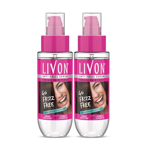 Livon Serum for Frizz-free, Smooth Hair, with Argan Oil & Vitamin E, 50ml, Pack of 2