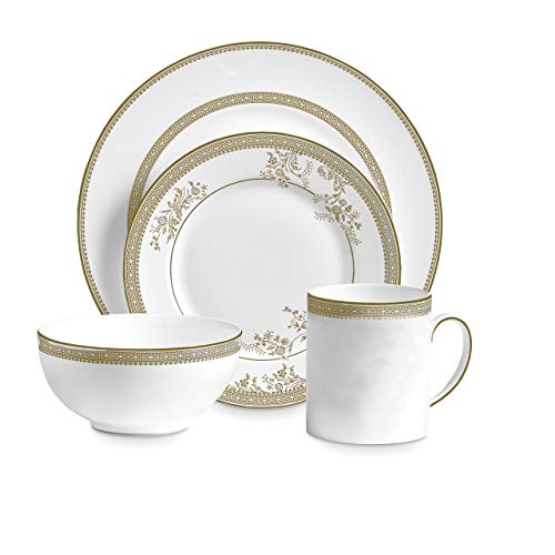 New Deal Wedgwood Vera Lace 4 Piece Place Setting, white and gold