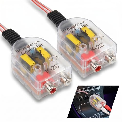 Ypoyney 2 PCS Car Audio High to Low RCA Converter, Speaker to Line Level Converter, Universal Amplifier Signal Output Adapter for Most Cars, Trucks and SUVs (Transparent)