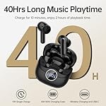 Adaptive Hybrid Active Noise Canceling 2026 Wireless Earbuds, 6 Mics ENC Clear Call Ear Buds, Hi-Res Audio Deep Bass Bluetooth 5.4 Headphones, 40H Playtime, Wireless Charging, LED, USB-C, Black - Image 3