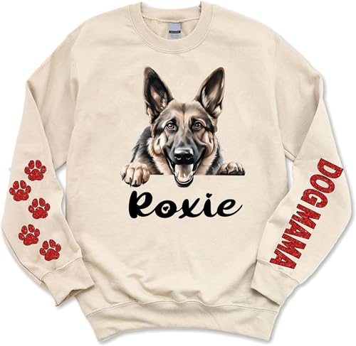 LOVELYPOD Personalized Dog Lover Gifts, Glitter Sweatshirt For Women, Dog Mama Shirts For Women