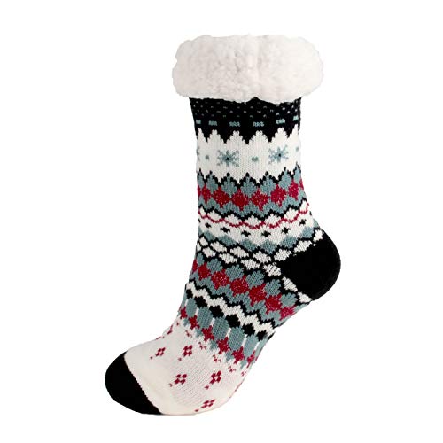 Lazzboy Socken Weihnachtssocken kuschelsocken Damen Winter Warm Cosy Fuzzy Fleece Gefütterte Gripper Slipper Flauschige Kuschelsocken Warme Wintersocken Mit Weihnachten (B) Cover