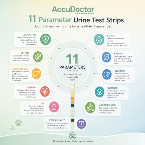 AccuDoctor 100 Urin-Teststreifen Hund & Katze – Urintest für Tiere, pH Teststreifen Urin Hund Urintestreifen Schnelltest – Urin Sticks Hund Katze, Teststreifen Urin Tier, Hund Urintest Niere Zuhause
