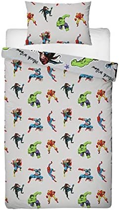 Marvel Comics Character World Licensed Grey Single Duvet Cover Design Reversible Two Sided Bedding Duvet Cover With Matching Pillow Case ,DMCGREDS001UK1